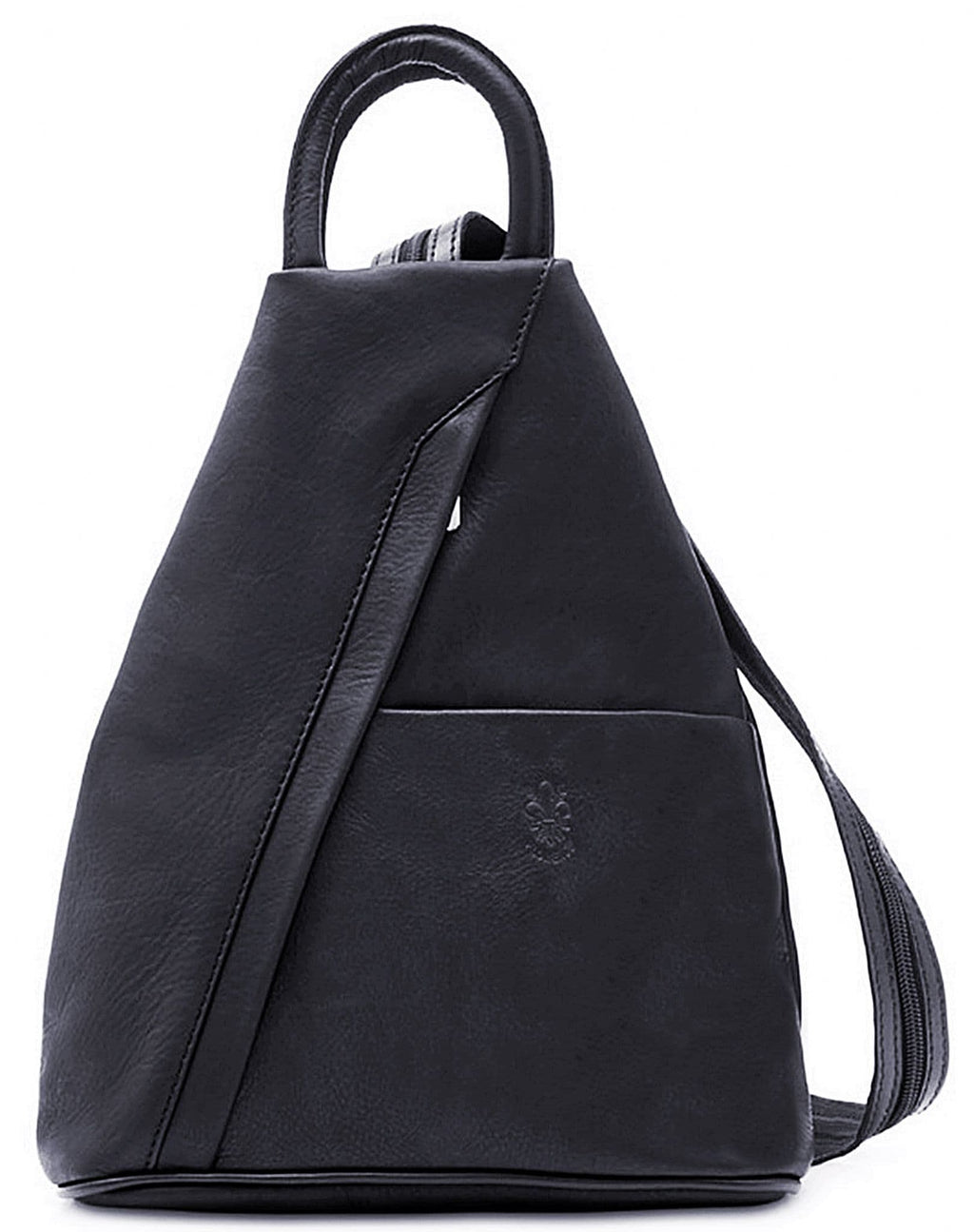 Vera Pelle Super Soft Italian Leather Convertible Rucksack Backpack Shoulder Bag (Darker)