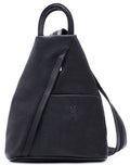 Vera Pelle Super Soft Italian Leather Convertible Rucksack Backpack Shoulder Bag (Darker)