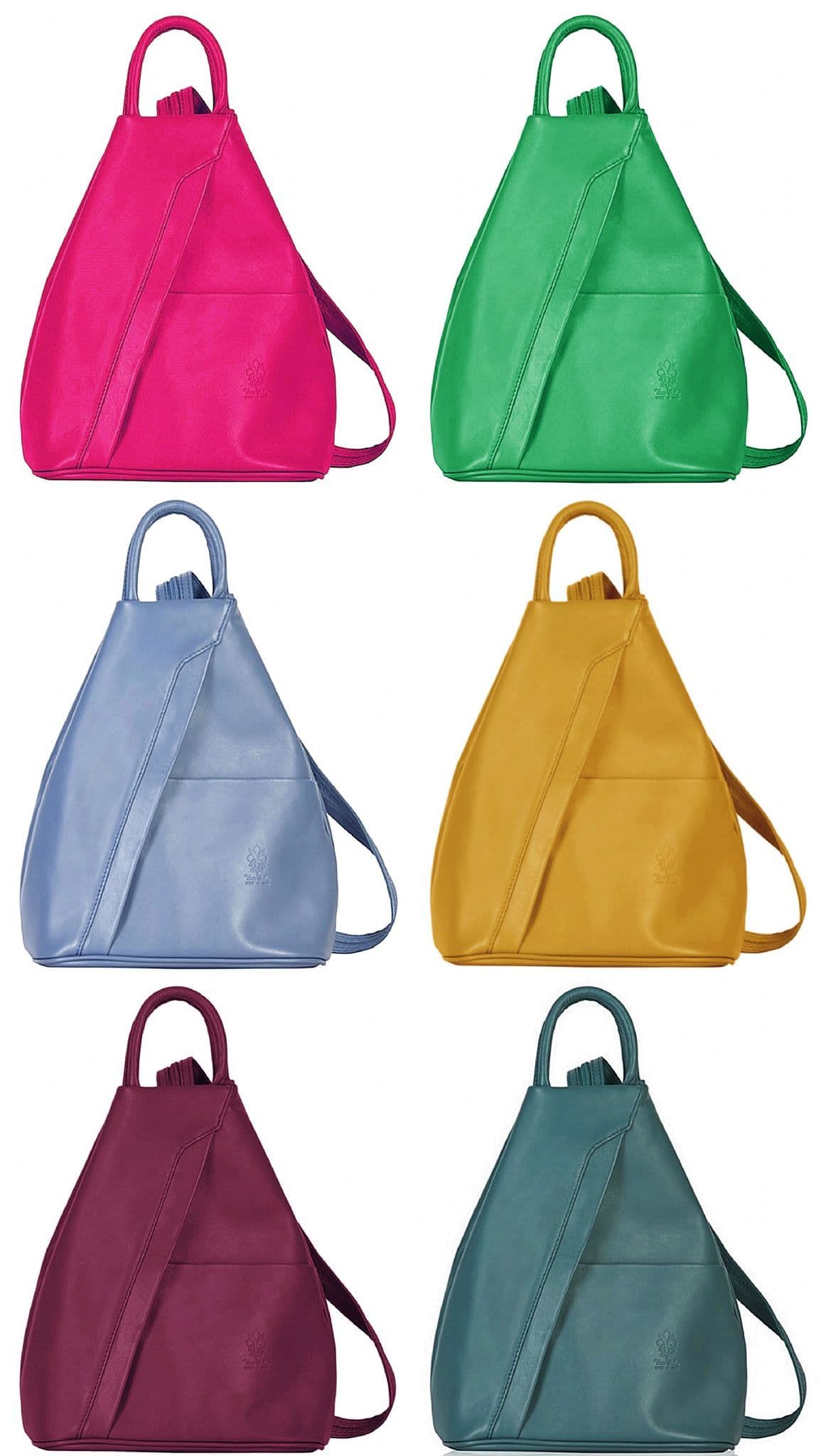 Vera Pelle Super Soft Italian Leather Convertible Rucksack Backpack Shoulder Bag (Darker)