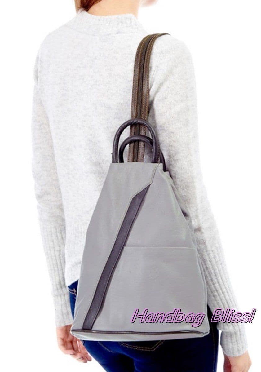 Vera Pelle Super Soft Italian Leather Convertible Rucksack Backpack Shoulder Bag (Darker)
