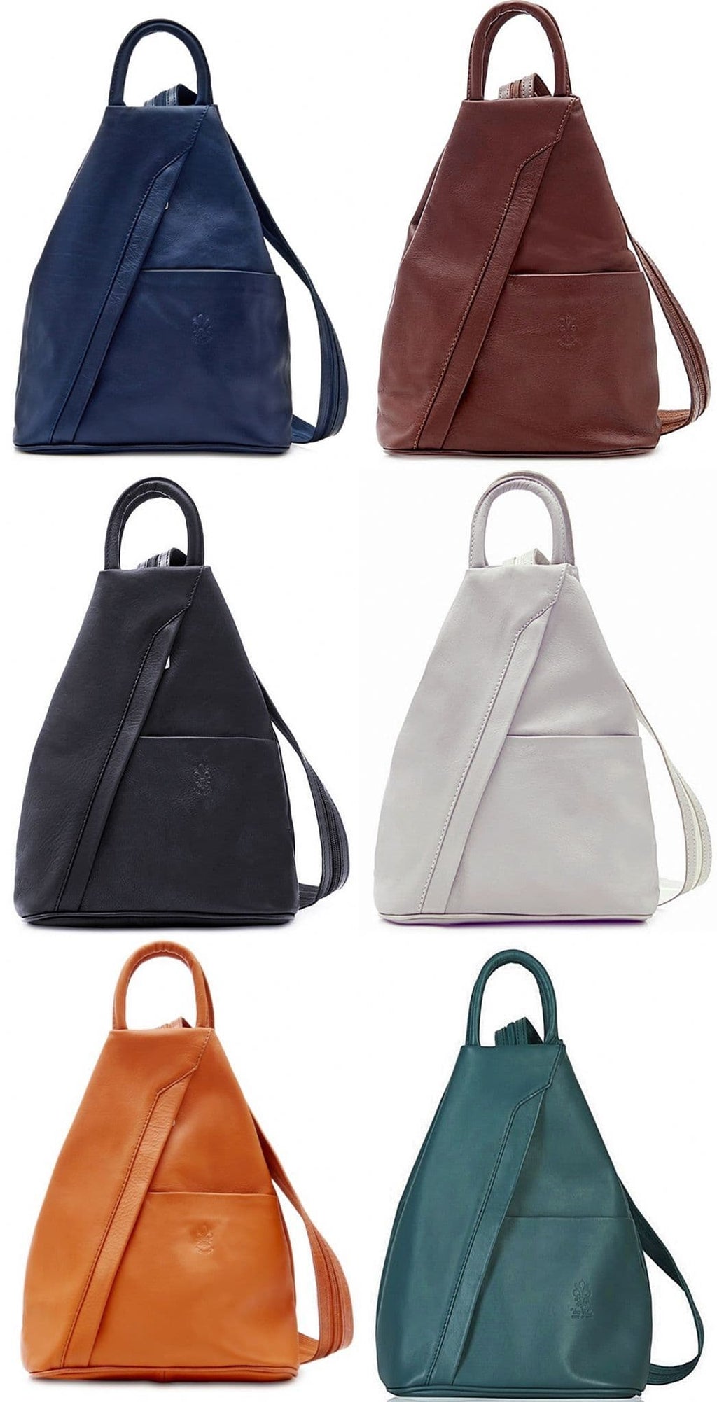 Vera Pelle Super Soft Italian Leather Convertible Rucksack Backpack Shoulder Bag (Darker)