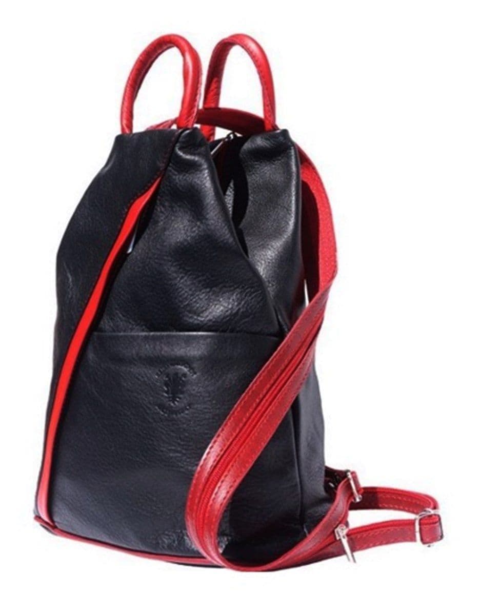 Vera Pelle Super Soft Italian Leather Convertible Rucksack Backpack Shoulder Bag (Darker)