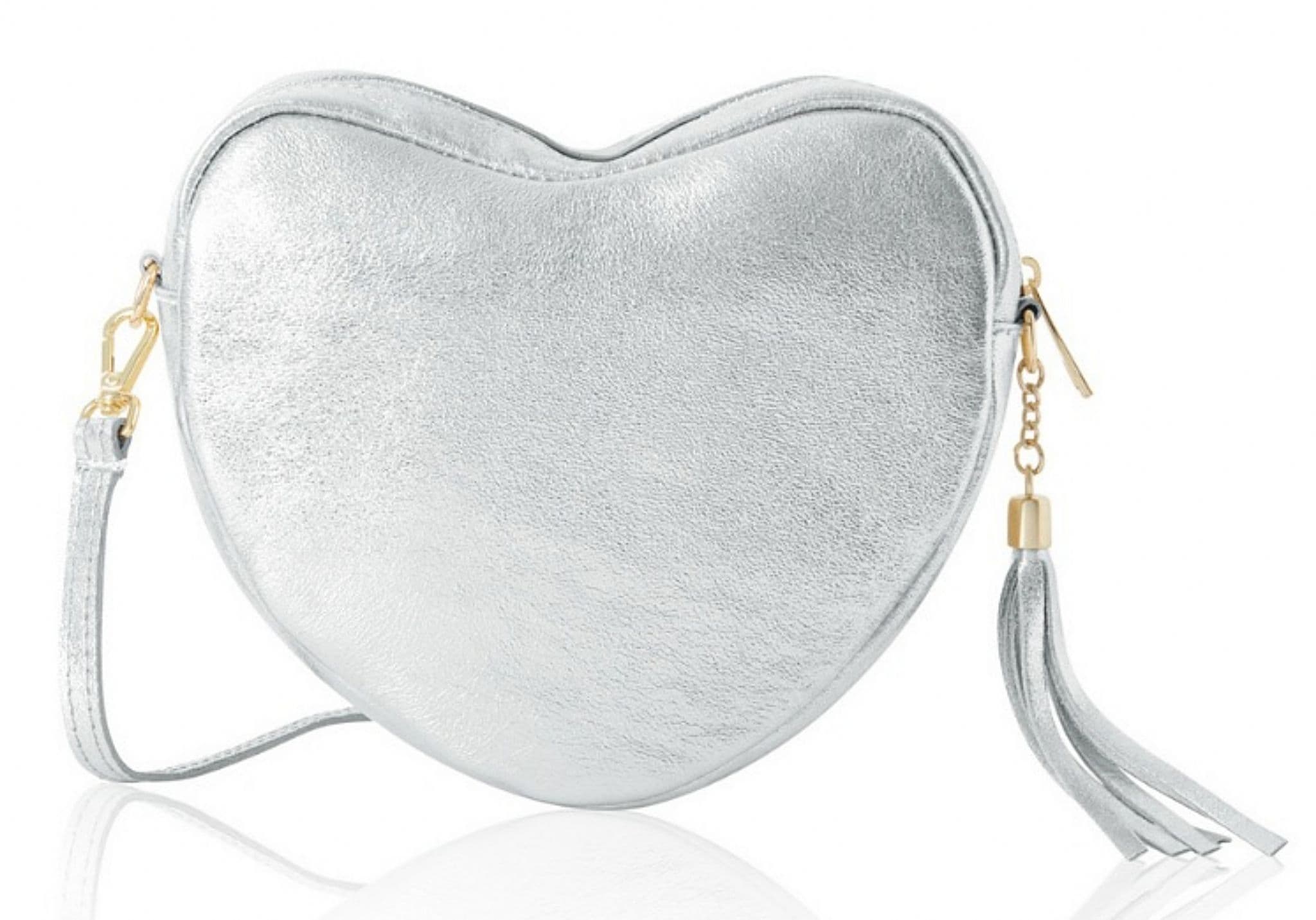 Heart Shaped with Tassel Crossbody Bag Shoulder Grained Italian Leather Handbag