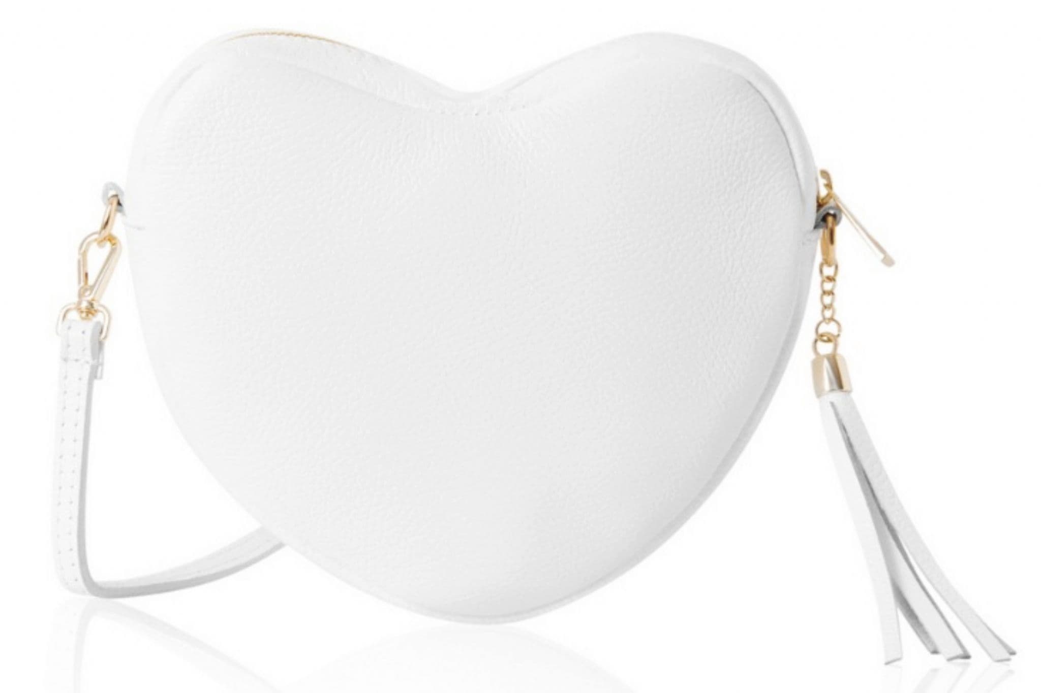 Heart Shaped with Tassel Crossbody Bag Shoulder Grained Italian Leather Handbag