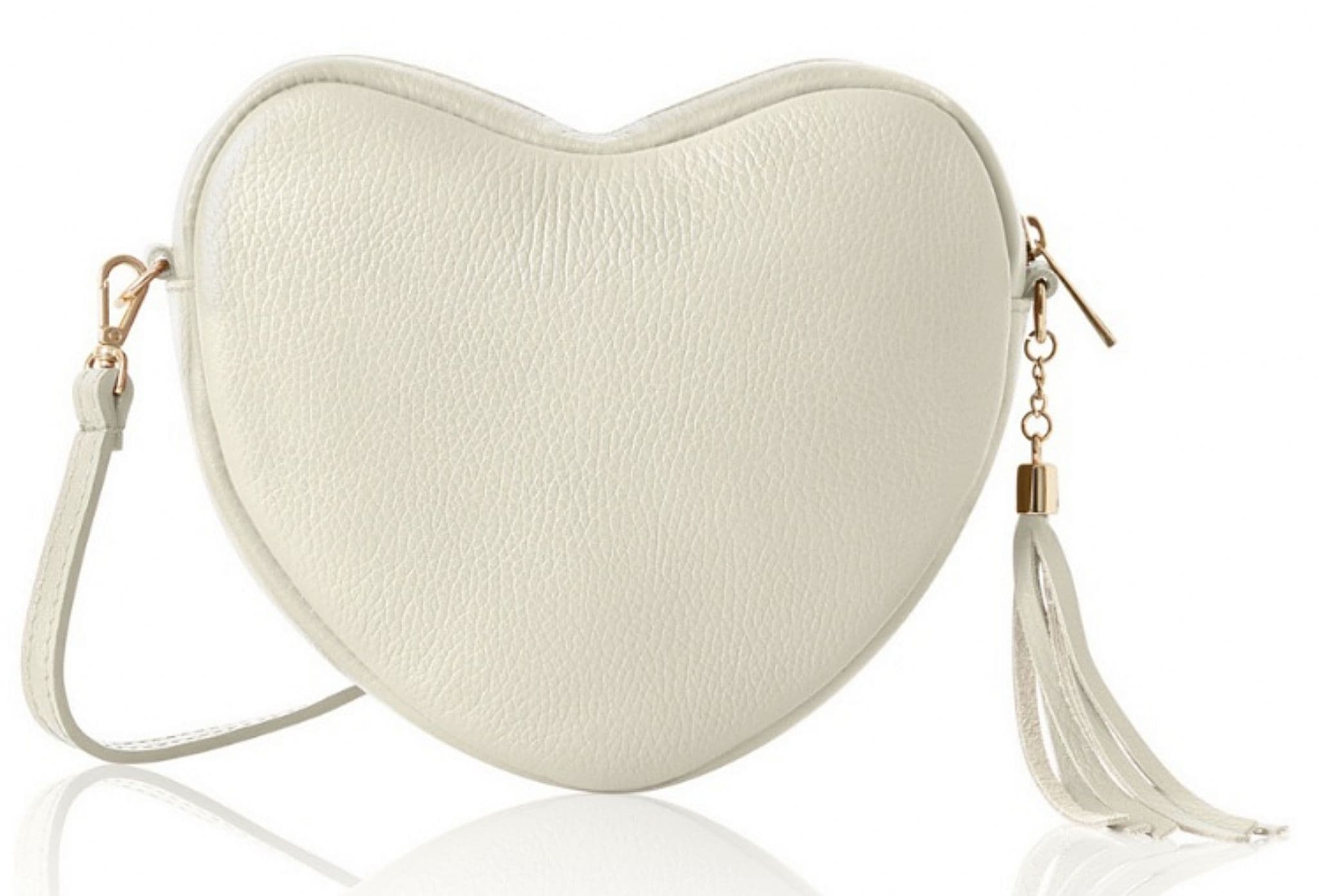 Heart Shaped with Tassel Crossbody Bag Shoulder Grained Italian Leather Handbag