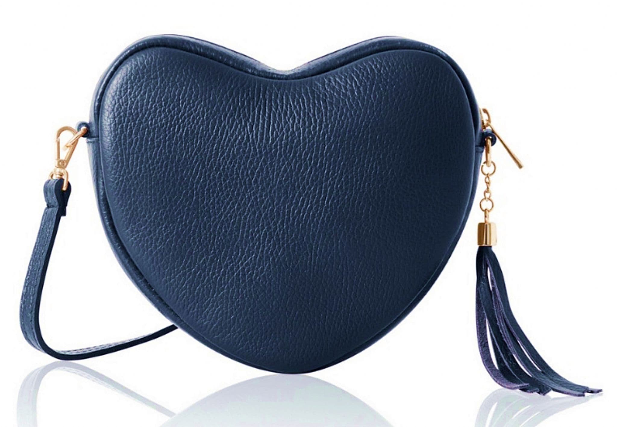 Heart Shaped with Tassel Crossbody Bag Shoulder Grained Italian Leather Handbag