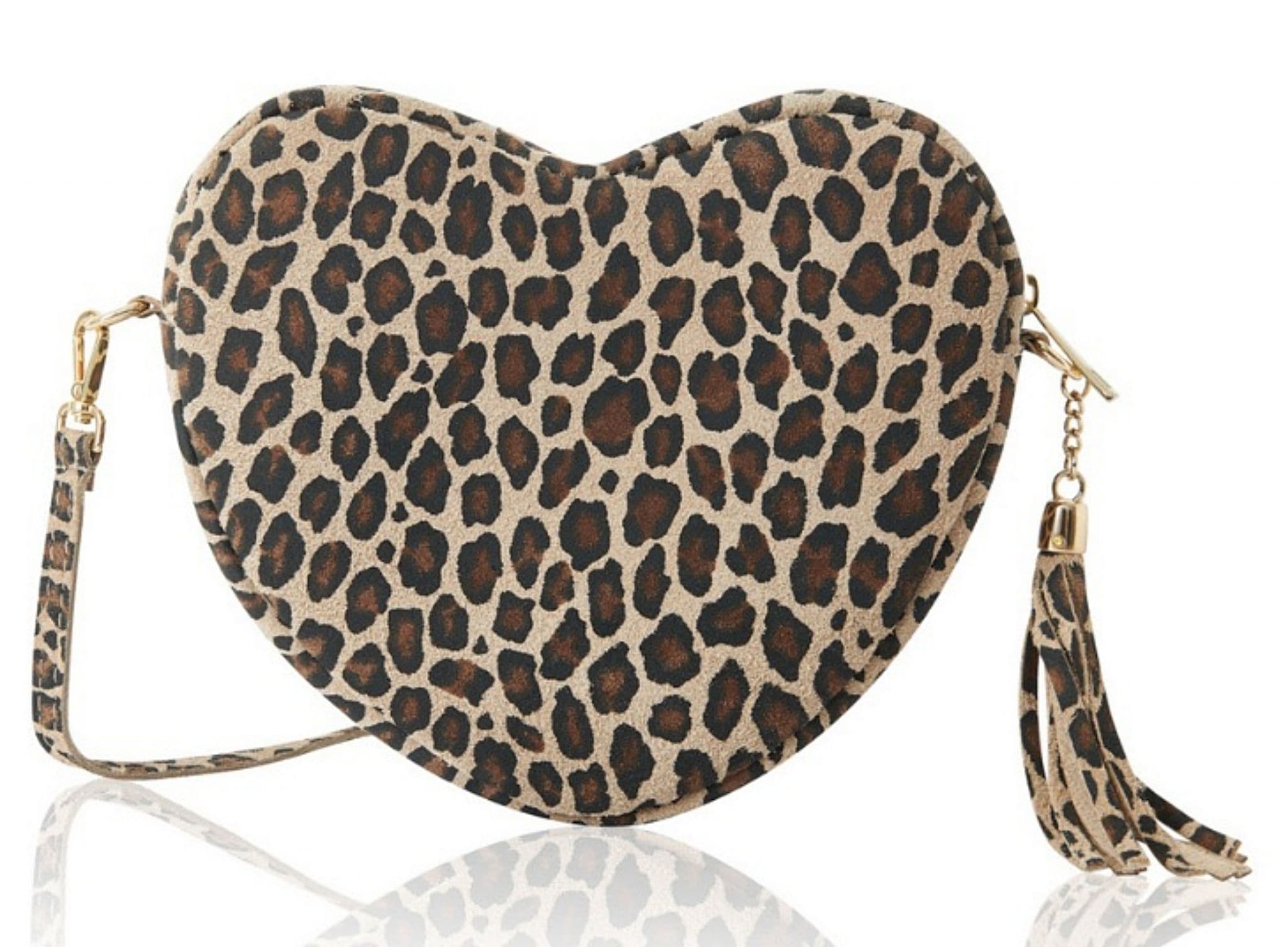 Heart Shaped with Tassel Crossbody Bag Shoulder Grained Italian Leather Handbag