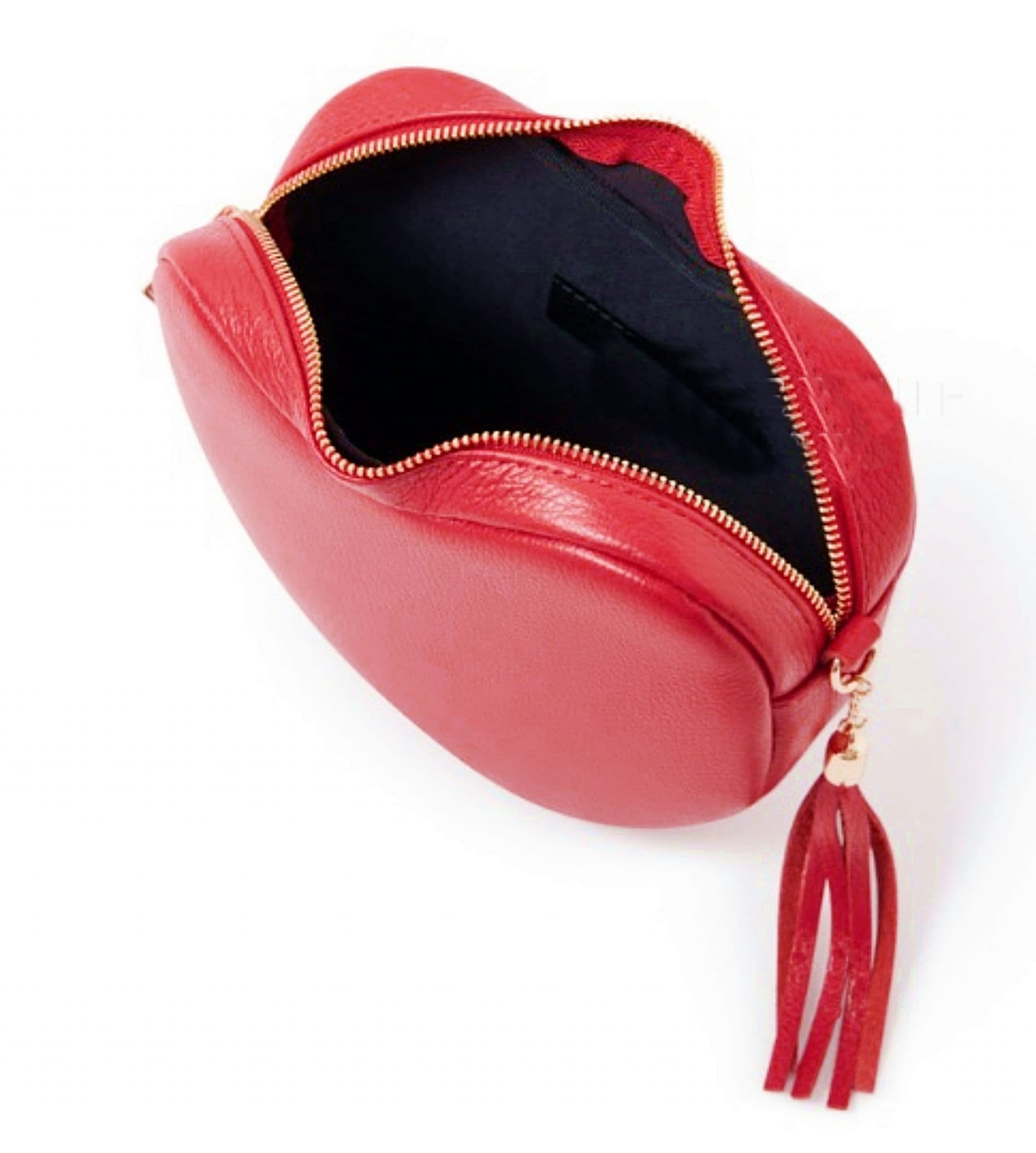 Heart Shaped with Tassel Crossbody Bag Shoulder Grained Italian Leather Handbag