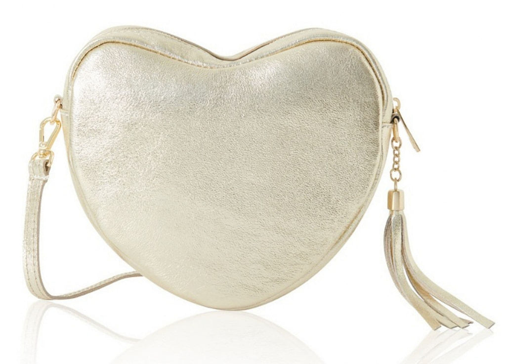 Heart Shaped with Tassel Crossbody Bag Shoulder Grained Italian Leather Handbag