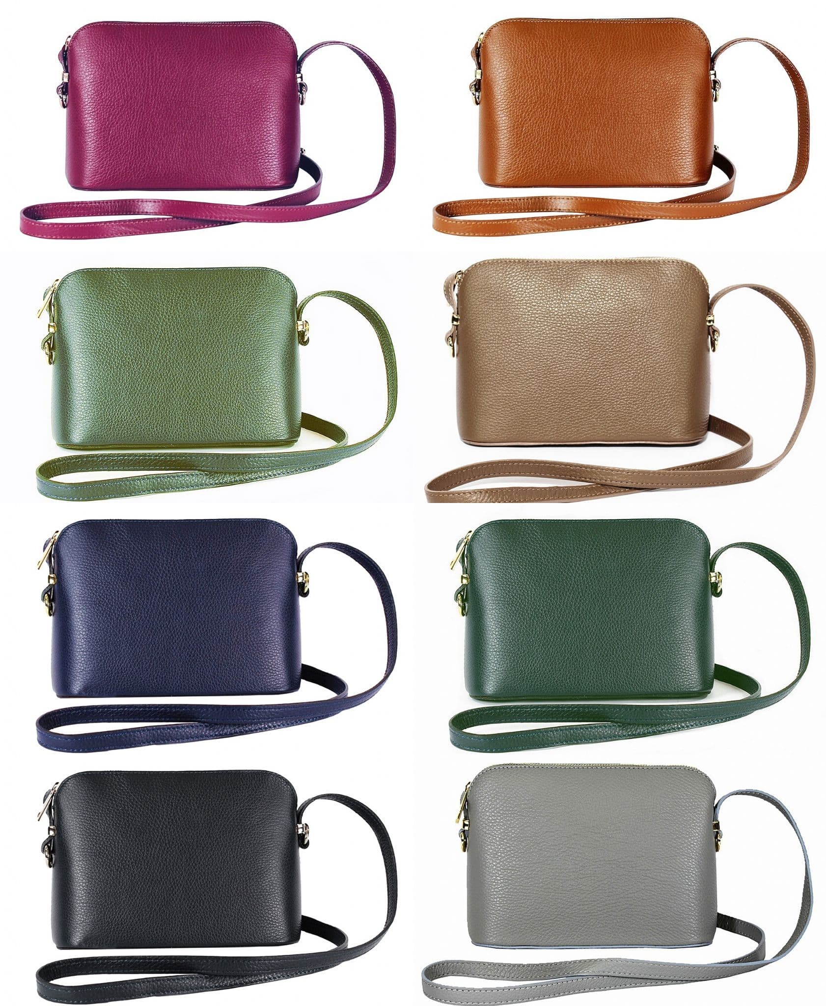 Italian Leather Crossbody Bag Structured / Shoulder Bag Adjustable Strap (Darker Colours)
