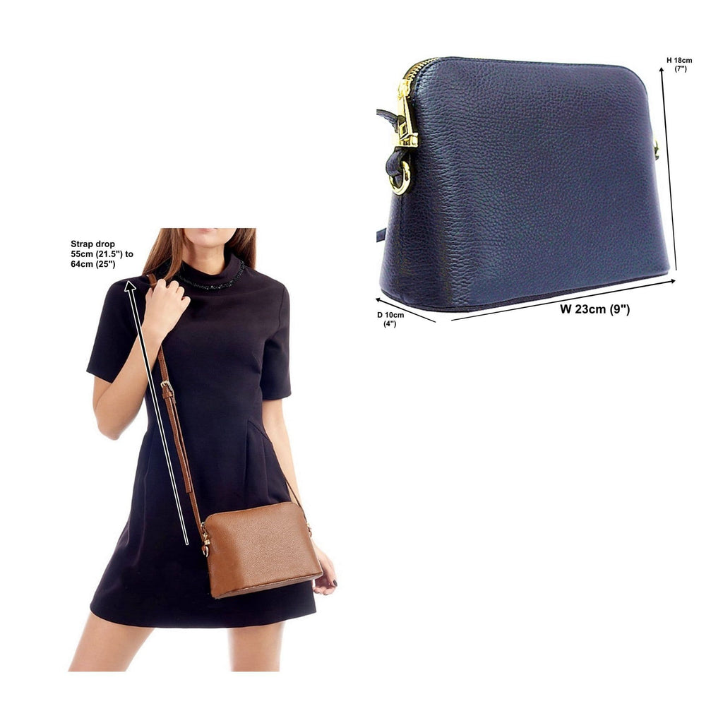 Italian Leather Crossbody Bag Structured / Shoulder Bag Adjustable Strap (Darker Colours)