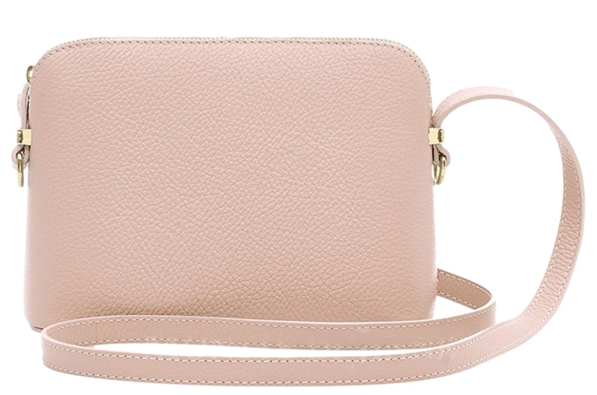 Italian Leather Crossbody Bag Textured Structured Shoulder Bag Adjustable Strap (Lighter Cols)