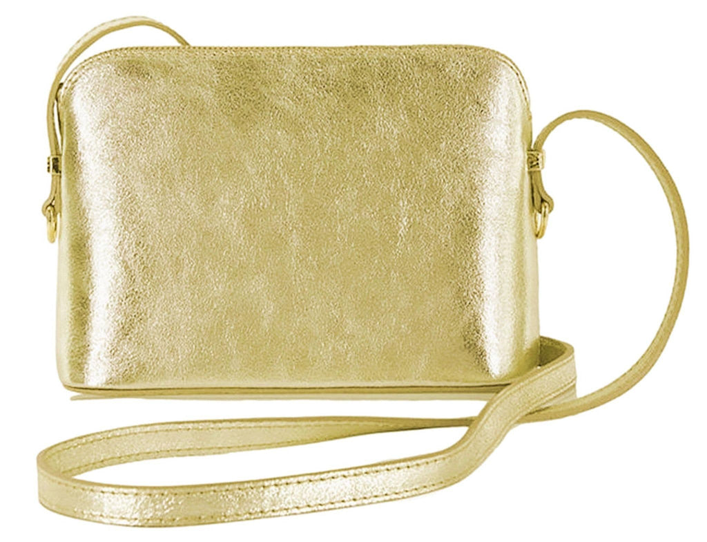 Italian Leather Crossbody Bag Textured Structured Shoulder Bag Adjustable Strap (Lighter Cols)