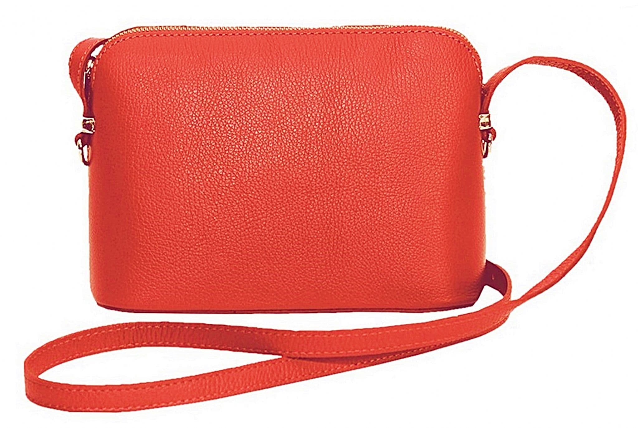 Italian Leather Crossbody Bag Textured Structured Shoulder Bag Adjustable Strap (Lighter Cols)