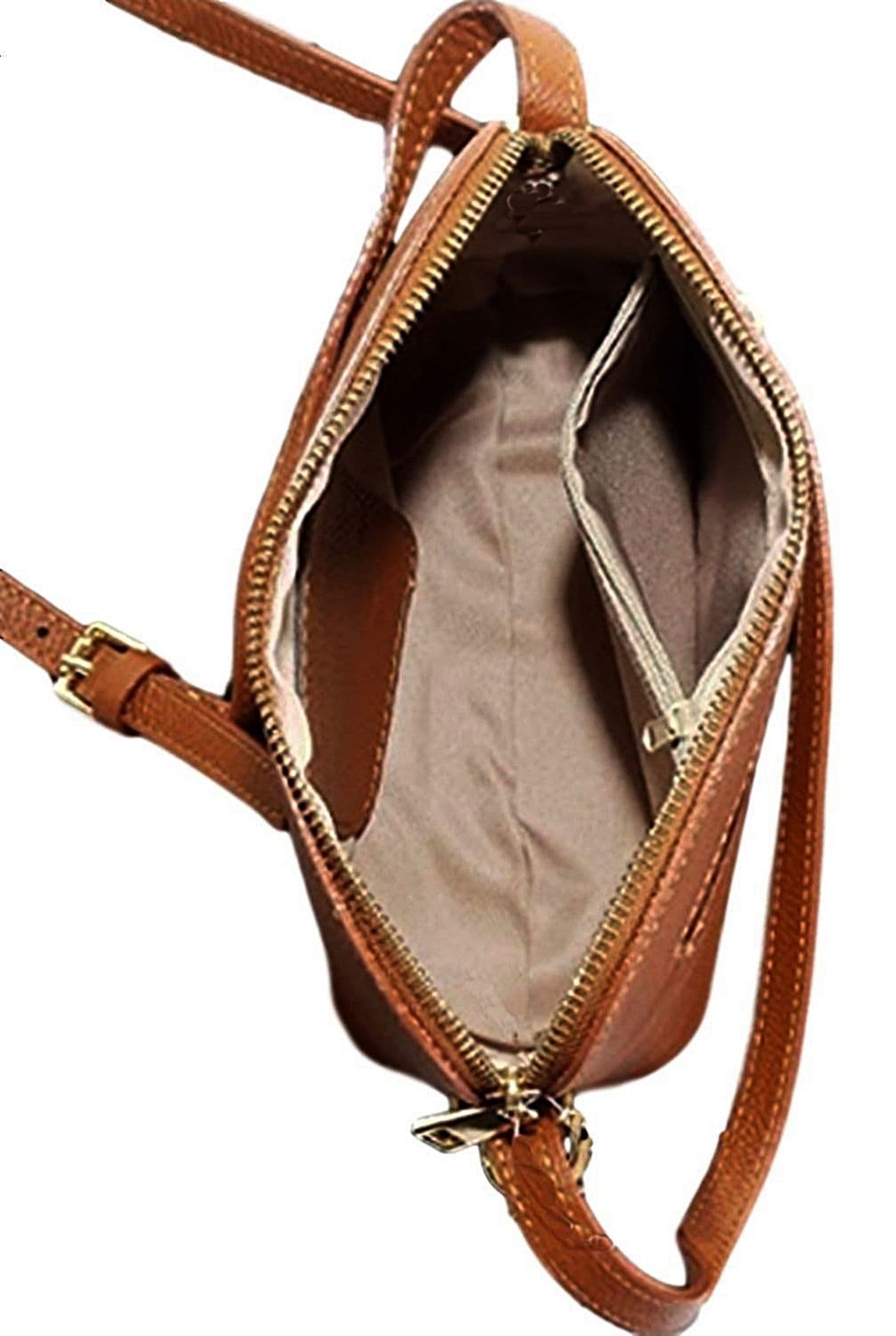 Italian Leather Crossbody Bag Textured Structured Shoulder Bag Adjustable Strap (Lighter Cols)