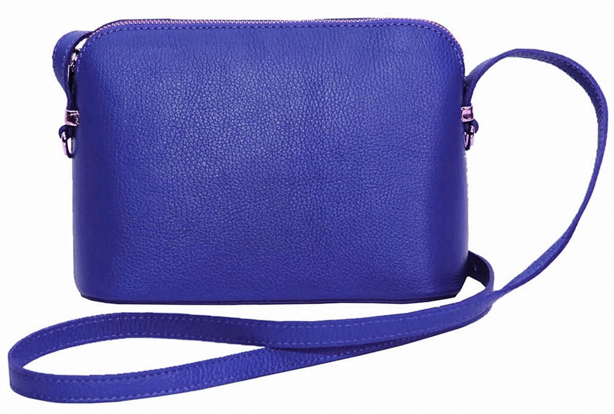 Italian Leather Crossbody Bag Textured Structured Shoulder Bag Adjustable Strap (Lighter Cols)