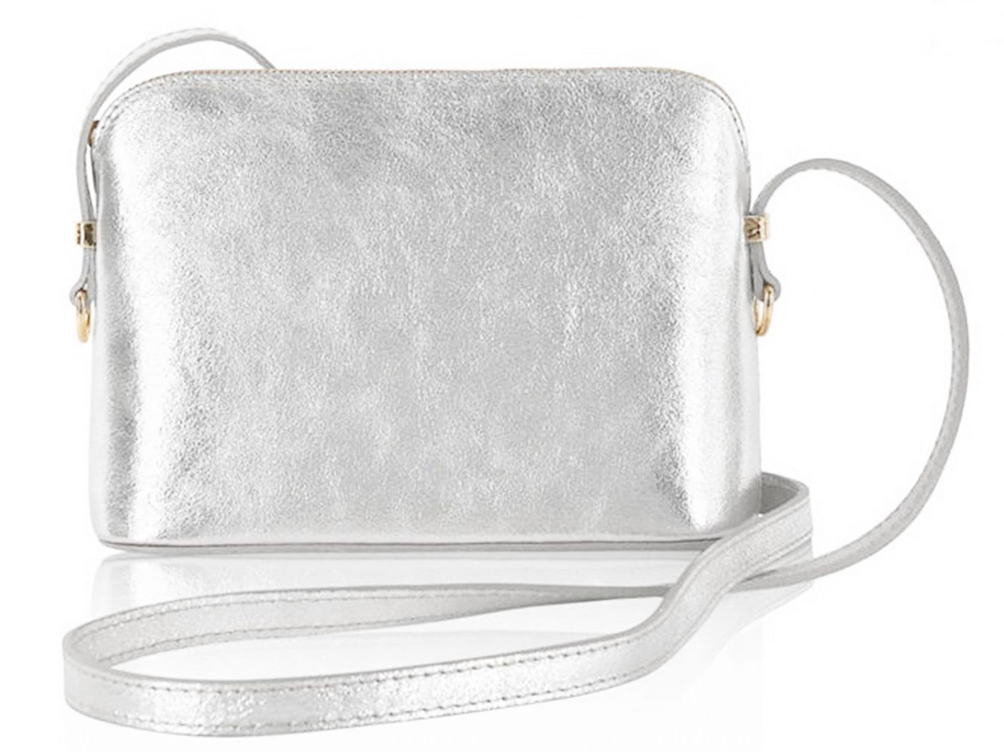 Italian Leather Crossbody Bag Textured Structured Shoulder Bag Adjustable Strap (Lighter Cols)