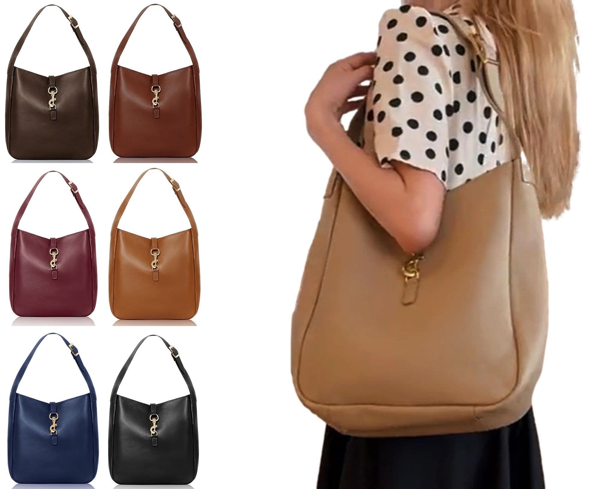 Italian Leather Shoulder Bag Grab Bag Med-Lg