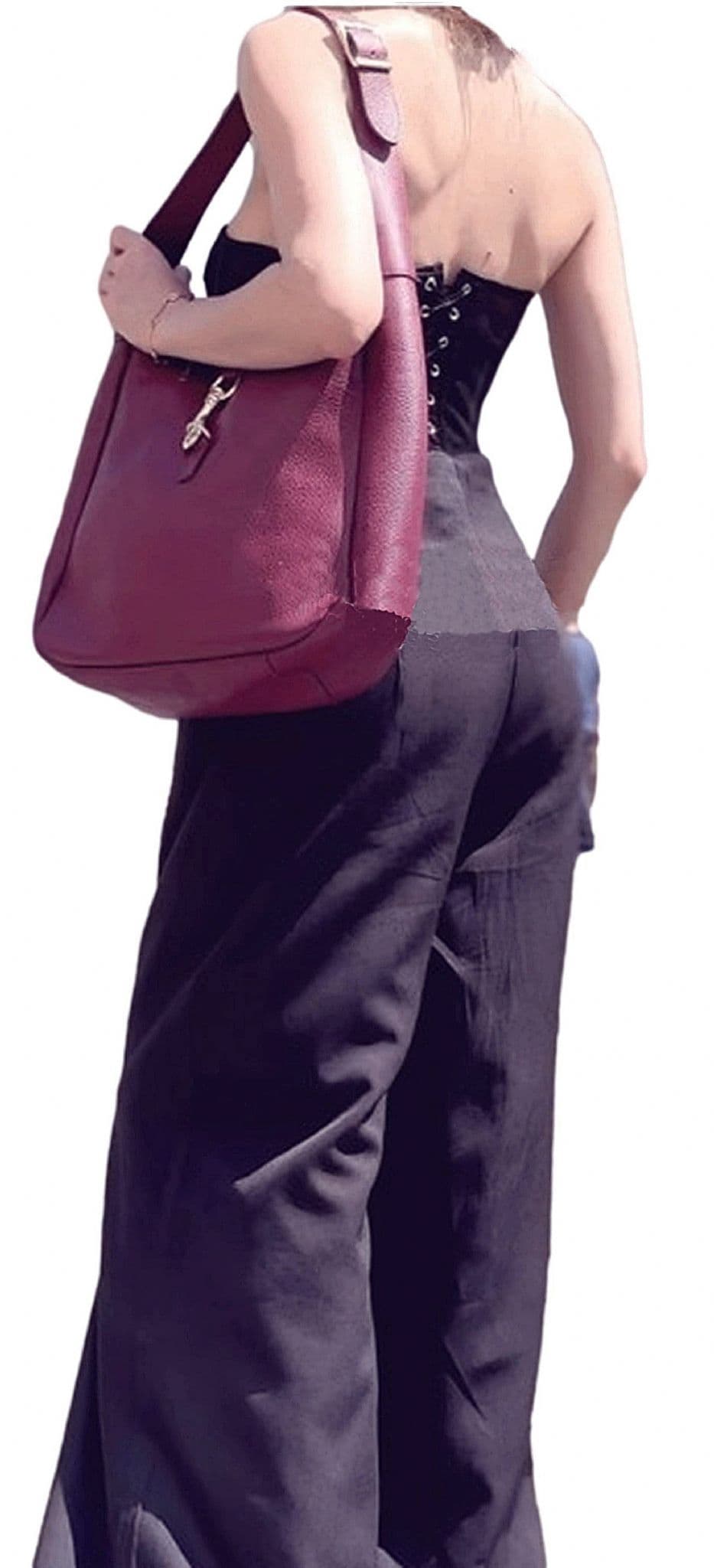 Italian Leather Shoulder Bag Grab Bag Med-Lg