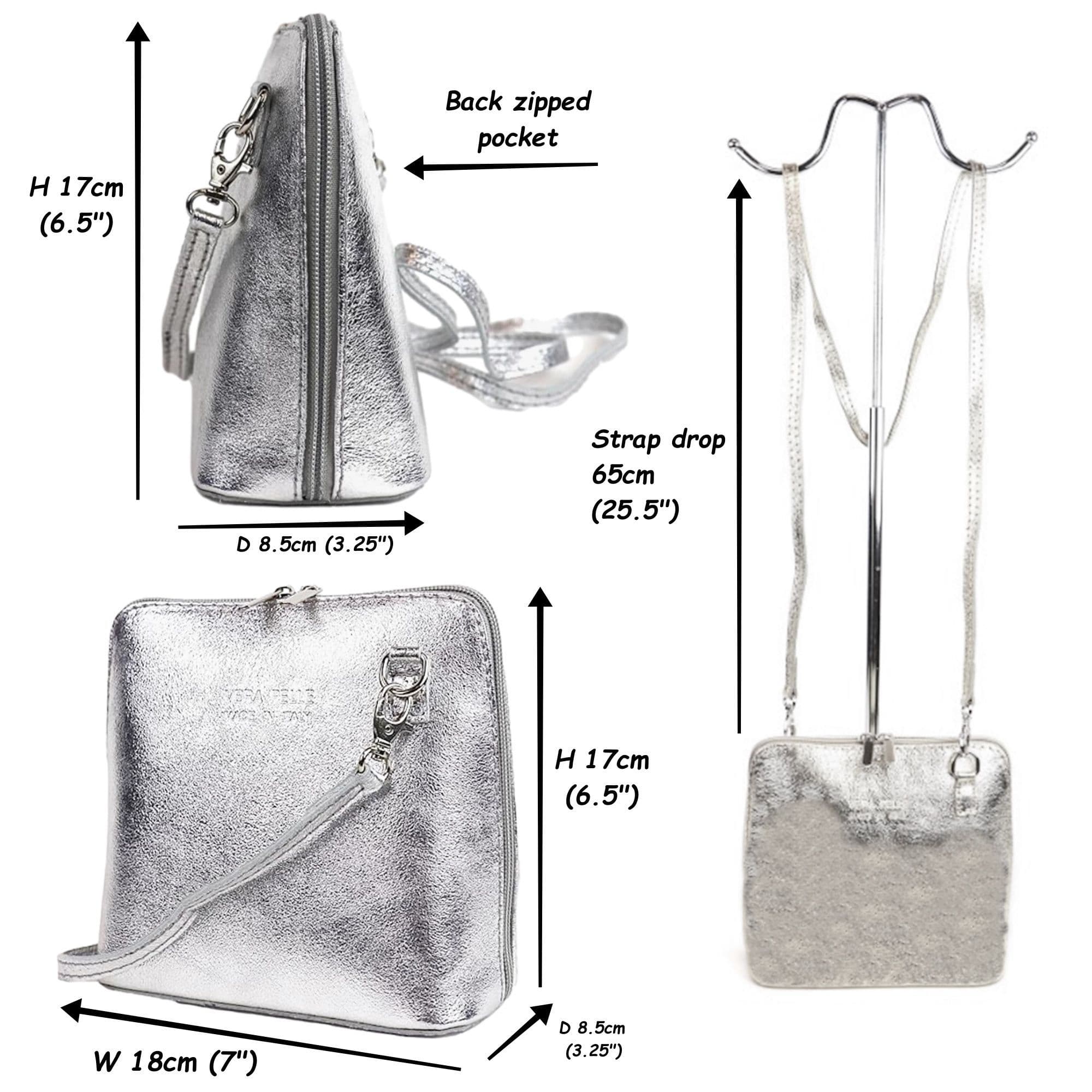 Italian Leather Small Cute Metallic Colours Crossbody Shoulder Handbag