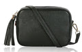 Italian Leather Tassel Crossbody Bag Shoulder Handbag Camera Style Bag High Quality (Darker Colours)