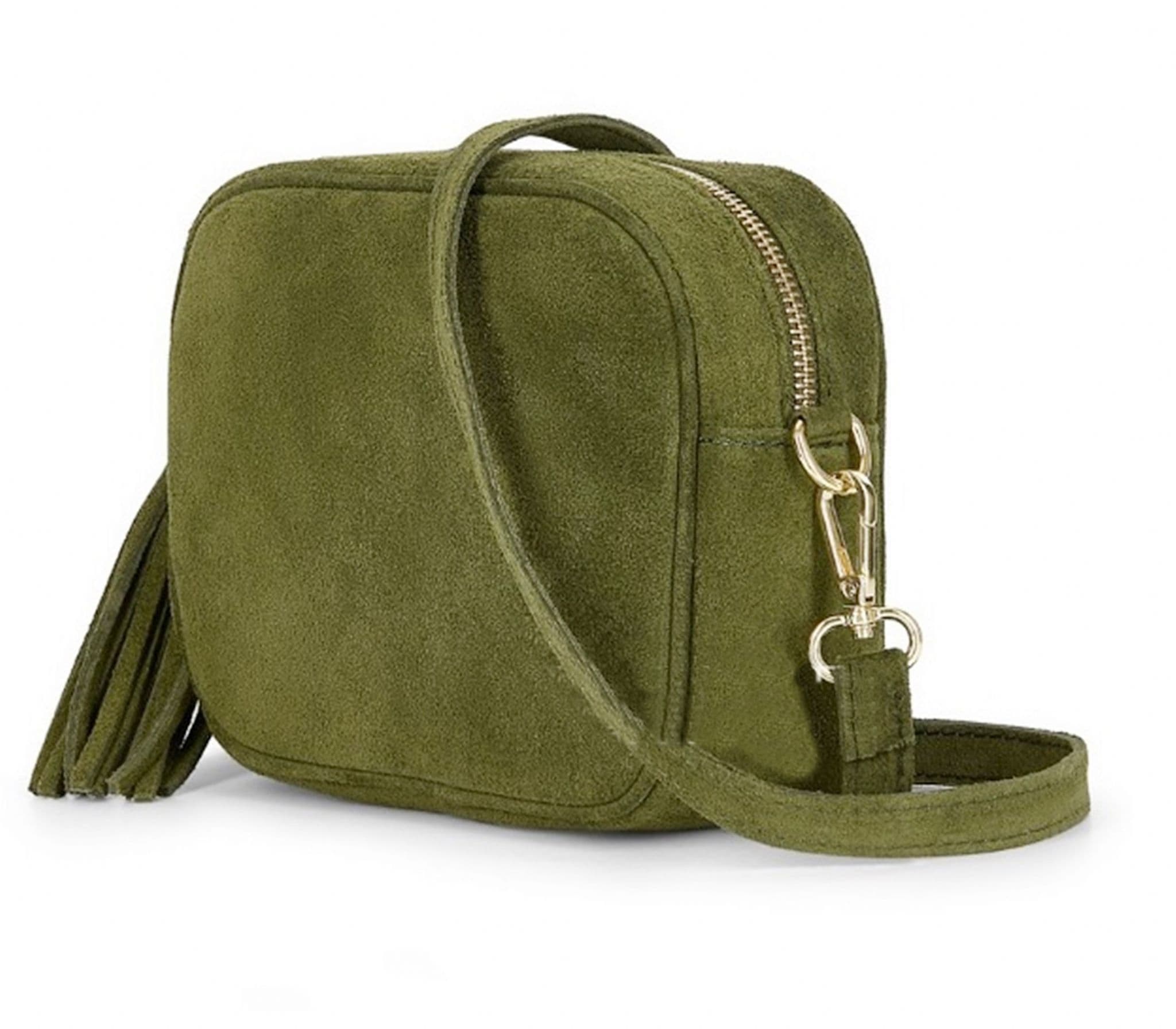 Italian Suede Crossbody Bag Suede Shoulder Handbag Tassel Zip Pull