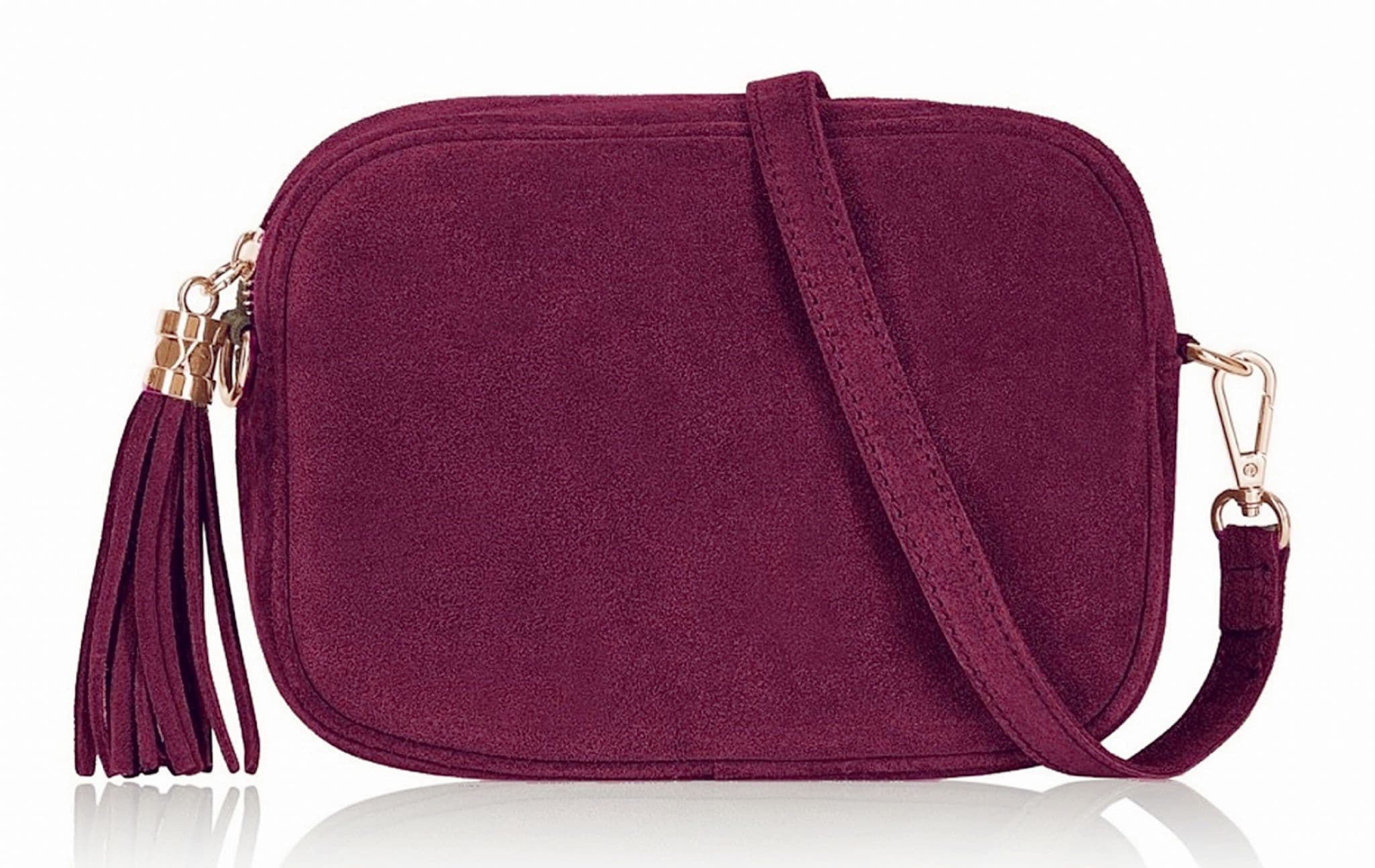 Italian Suede Crossbody Bag Suede Shoulder Handbag Tassel Zip Pull