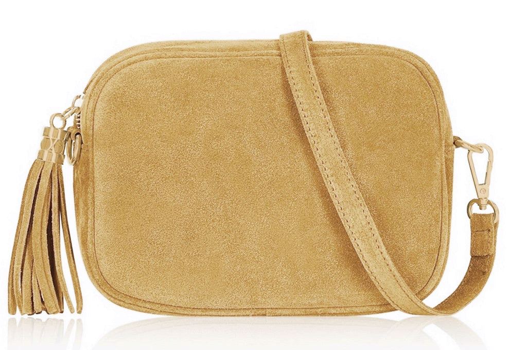 Italian Suede Crossbody Bag Suede Shoulder Handbag Tassel Zip Pull