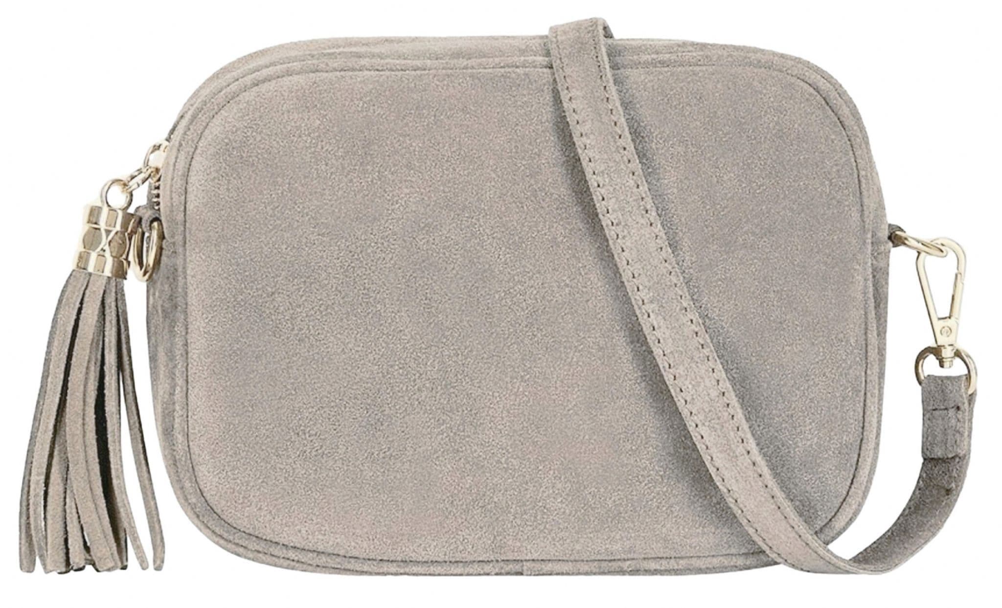 Italian Suede Crossbody Bag Suede Shoulder Handbag Tassel Zip Pull