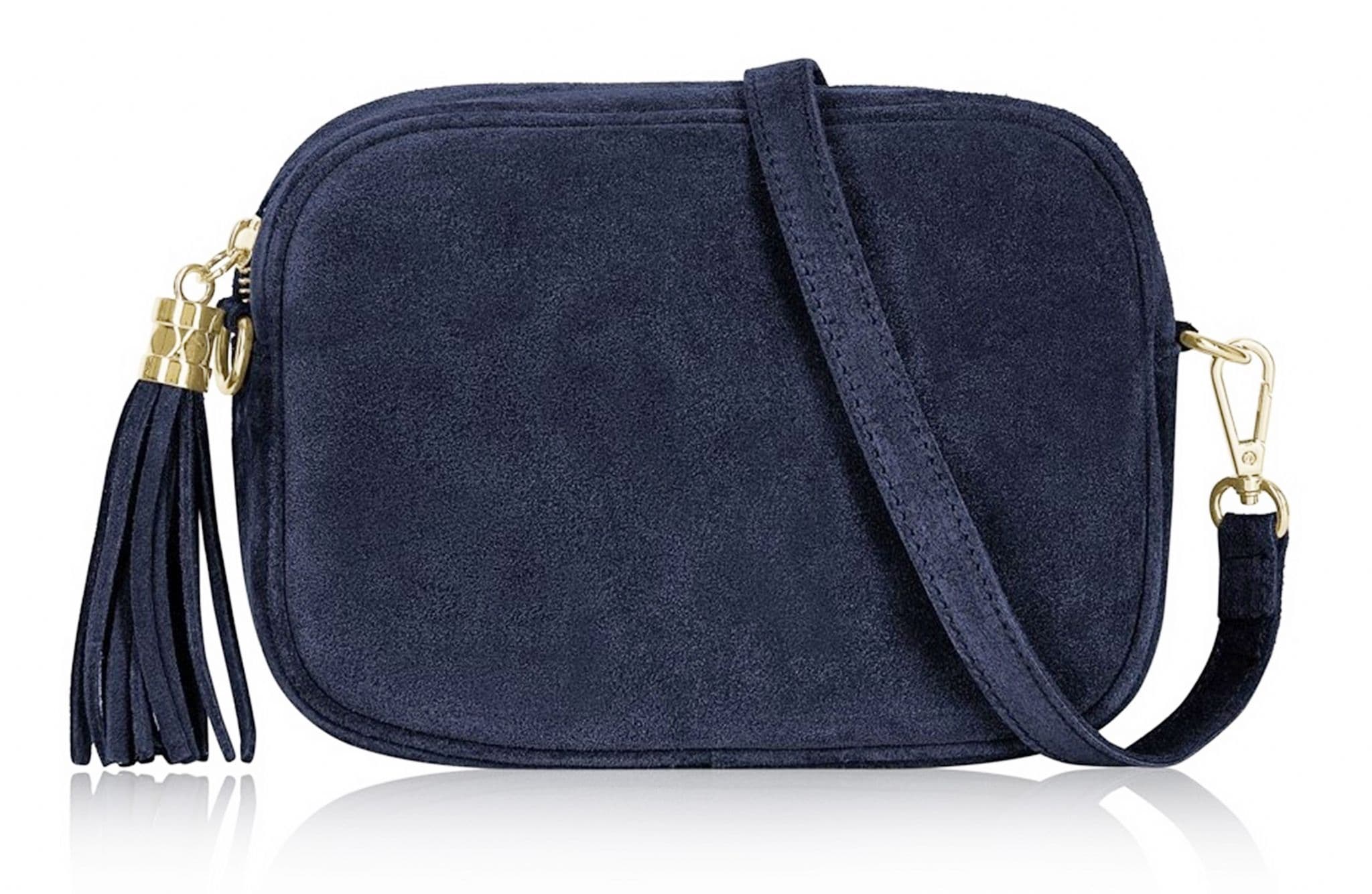 Italian Suede Crossbody Bag Suede Shoulder Handbag Tassel Zip Pull