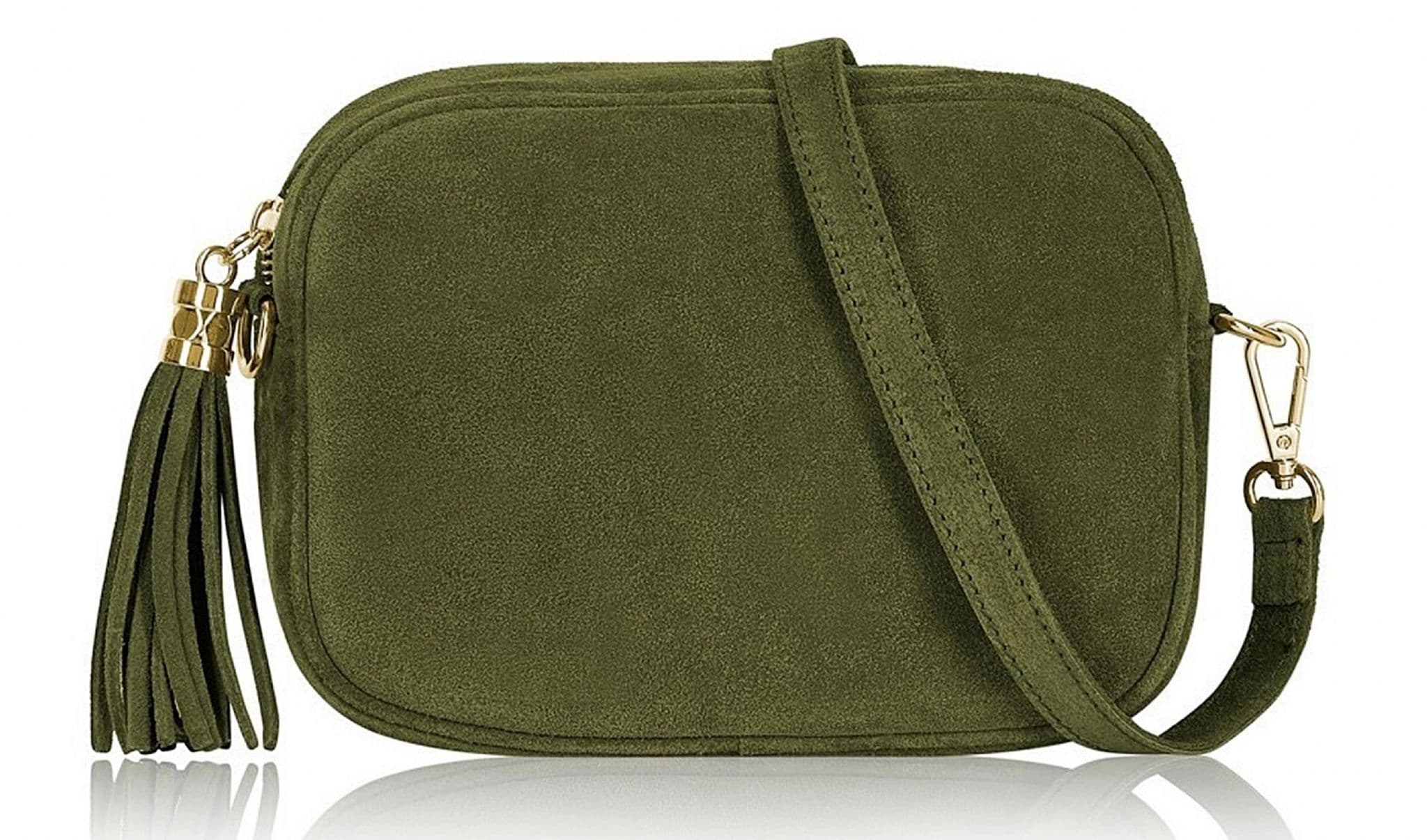 Italian Suede Crossbody Bag Suede Shoulder Handbag Tassel Zip Pull