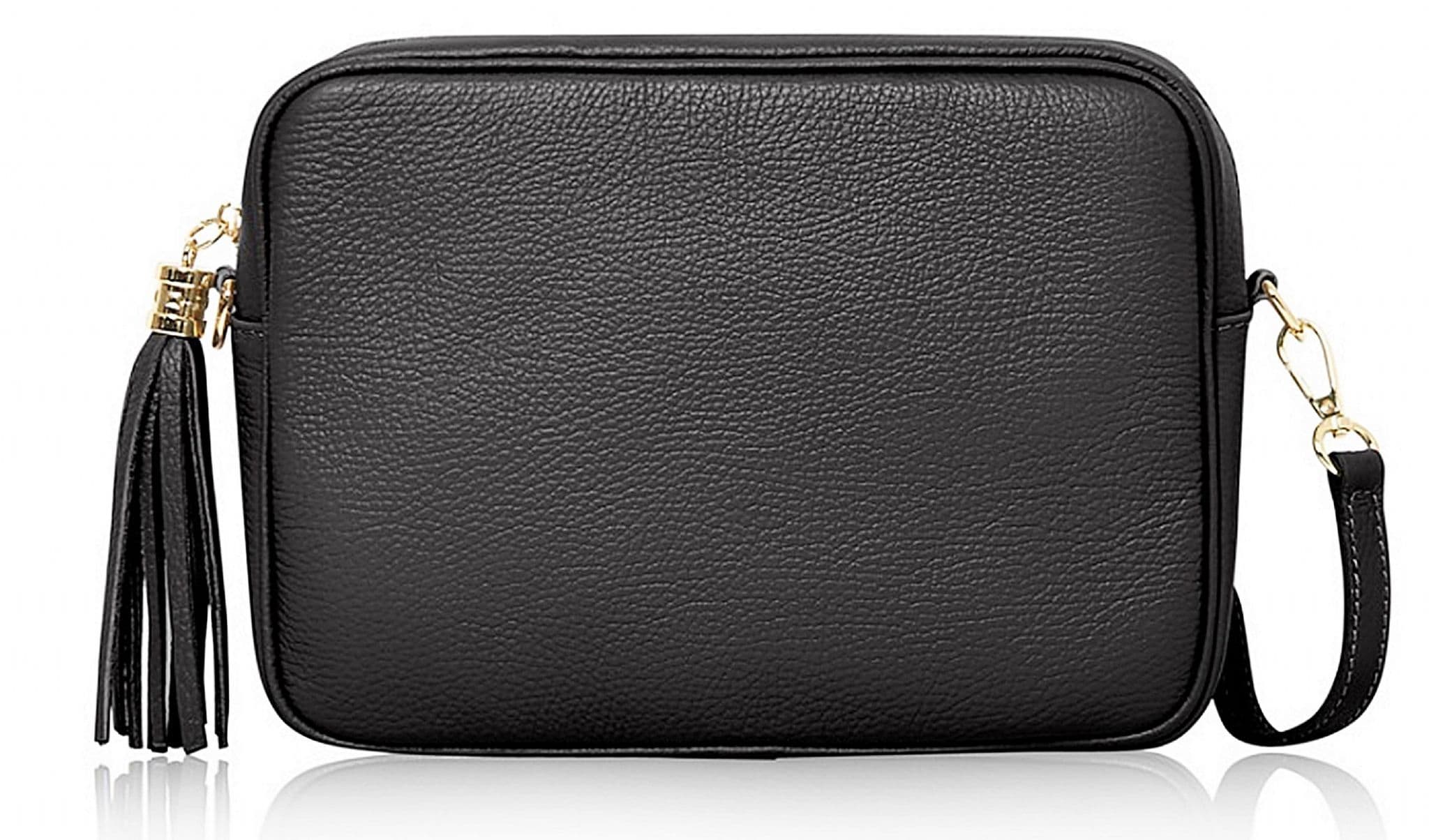 Large Crossbody Bag Italian Leather Tassel Shoulder Handbag Camera Style (Darker Colours)