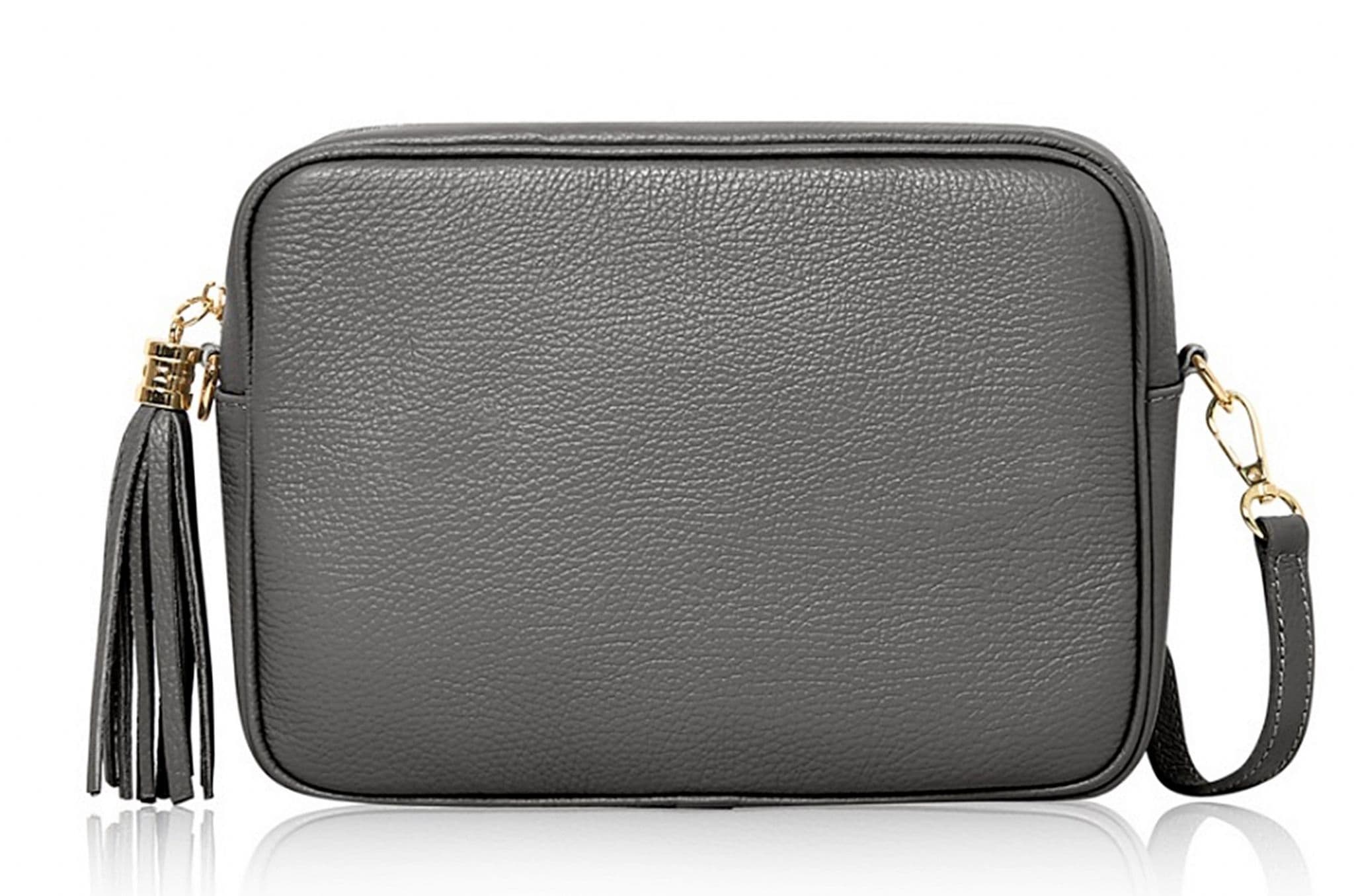 Large Crossbody Bag Italian Leather Tassel Shoulder Handbag Camera Style (Darker Colours)