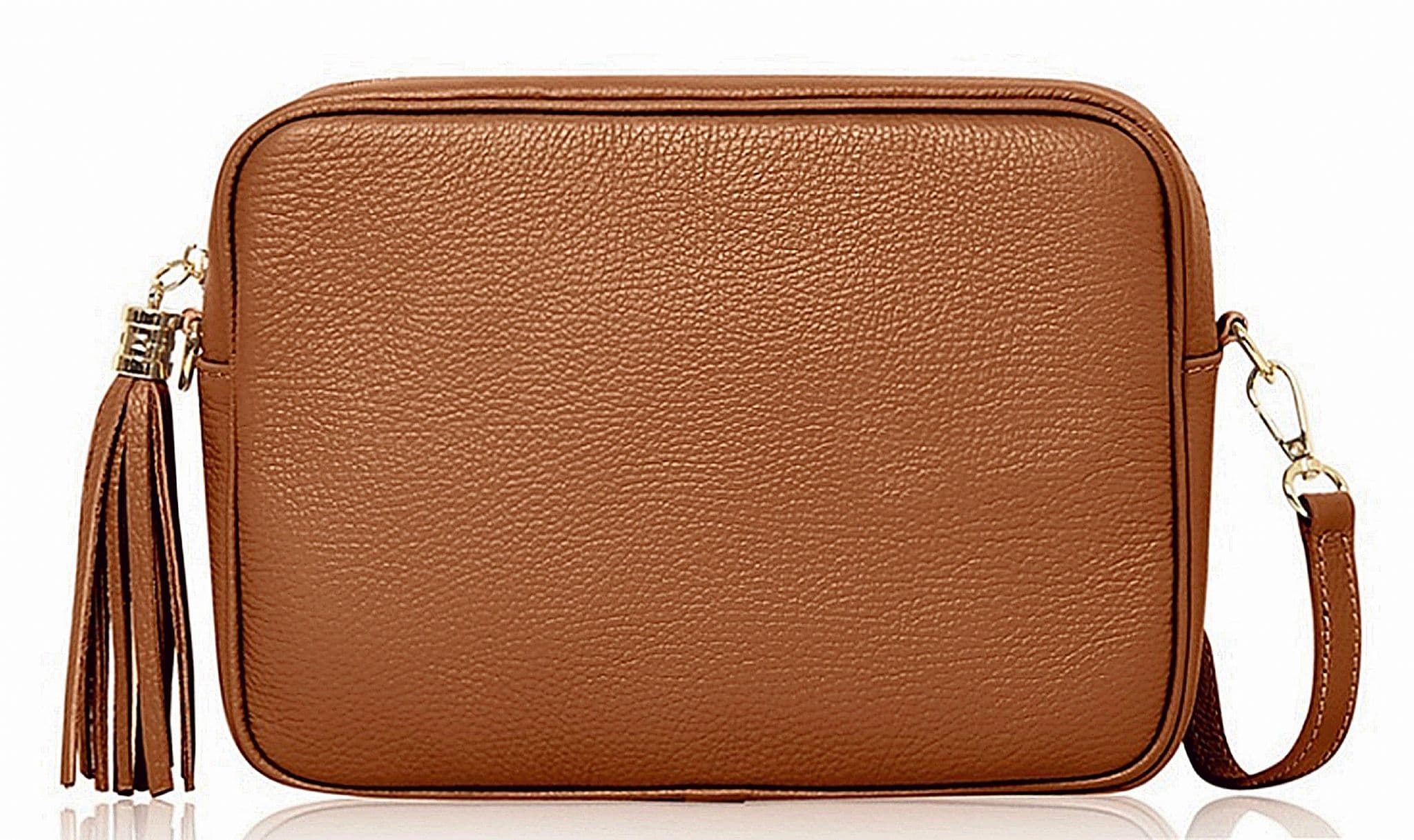 Large Crossbody Bag Italian Leather Tassel Shoulder Handbag Camera Style (Darker Colours)