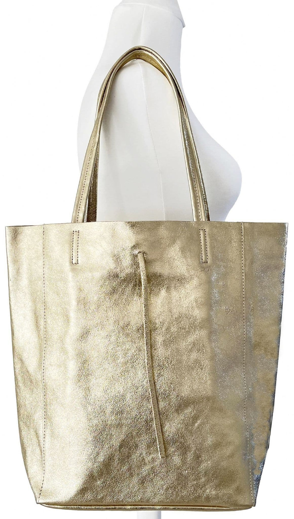 Large Shopper Shoulder Style Tote Handbag Italian Leather (Metallic Colours)