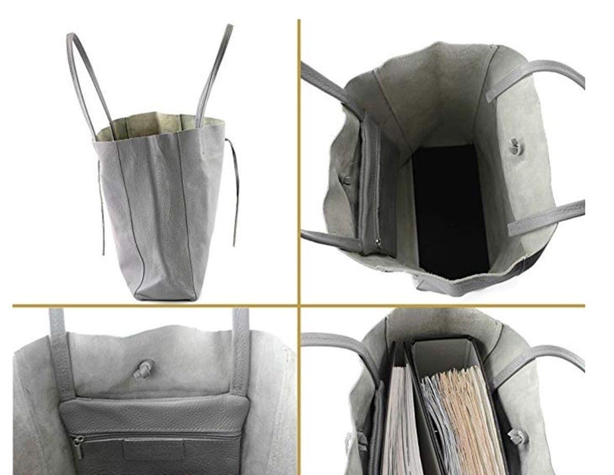 Large Shopper Shoulder Style Tote Handbag Italian Leather (Metallic Colours)