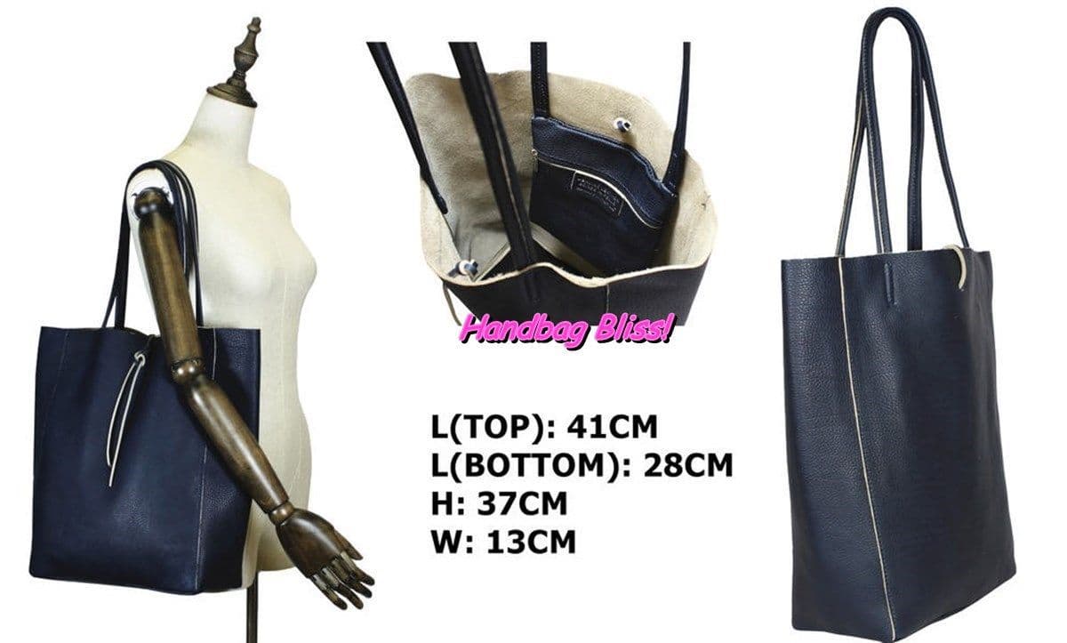 Large Shopper Shoulder Style Tote Handbag Italian Leather (Metallic Colours)