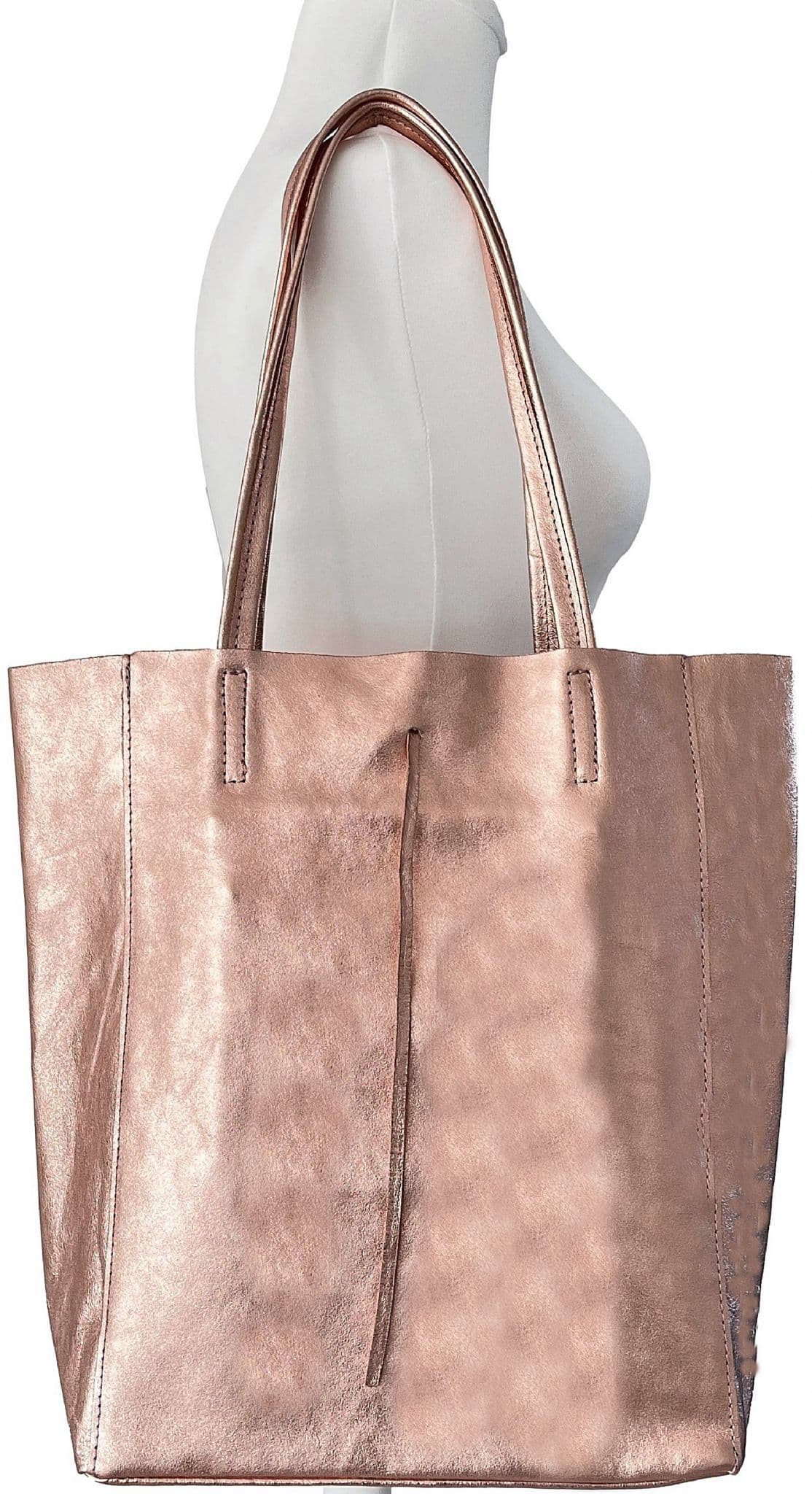 Large Shopper Shoulder Style Tote Handbag Italian Leather (Metallic Colours)
