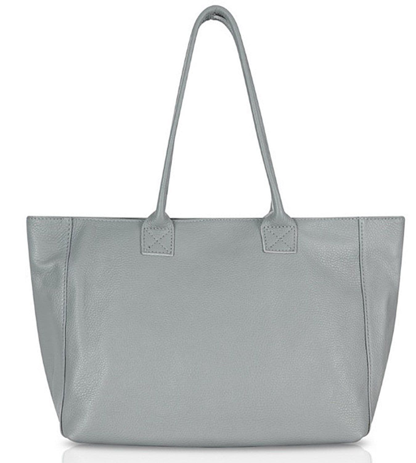 Large Wide Leather Tote Bag Overnight Shoulder Shopper Bag Handbag Italian Soft Pebbled Leather