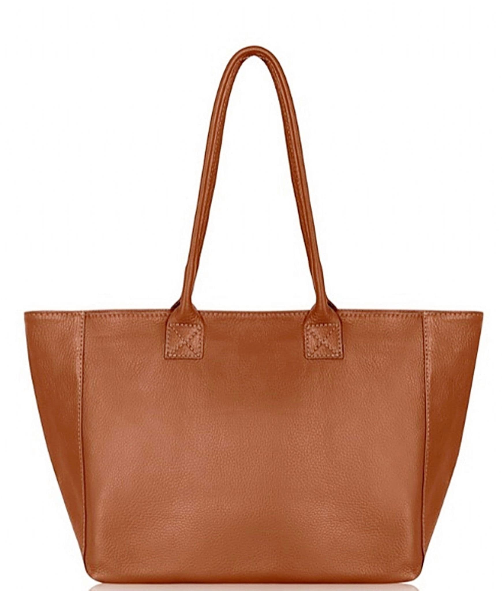 Large Wide Leather Tote Bag Overnight Shoulder Shopper Bag Handbag Italian Soft Pebbled Leather