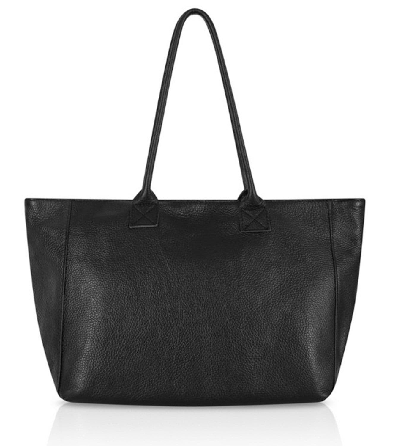 Large Wide Leather Tote Bag Overnight Shoulder Shopper Bag Handbag Italian Soft Pebbled Leather