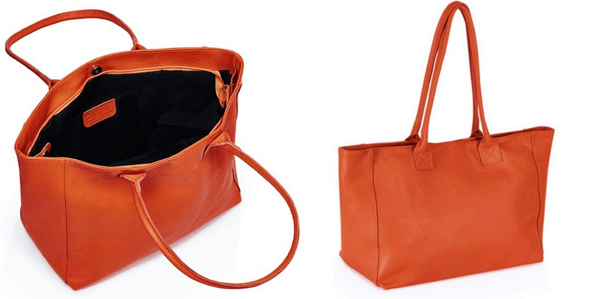 Large Wide Leather Tote Bag Overnight Shoulder Shopper Bag Handbag Italian Soft Pebbled Leather
