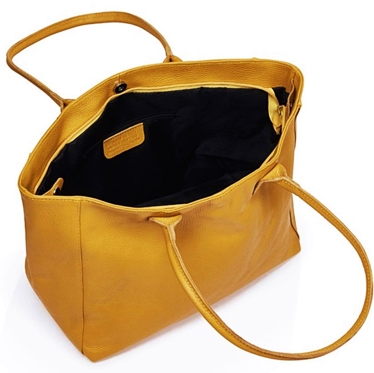 Large Wide Leather Tote Bag Overnight Shoulder Shopper Bag Handbag Italian Soft Pebbled Leather
