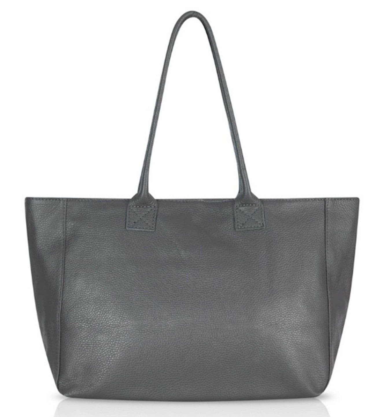Large Wide Leather Tote Bag Overnight Shoulder Shopper Bag Handbag Italian Soft Pebbled Leather