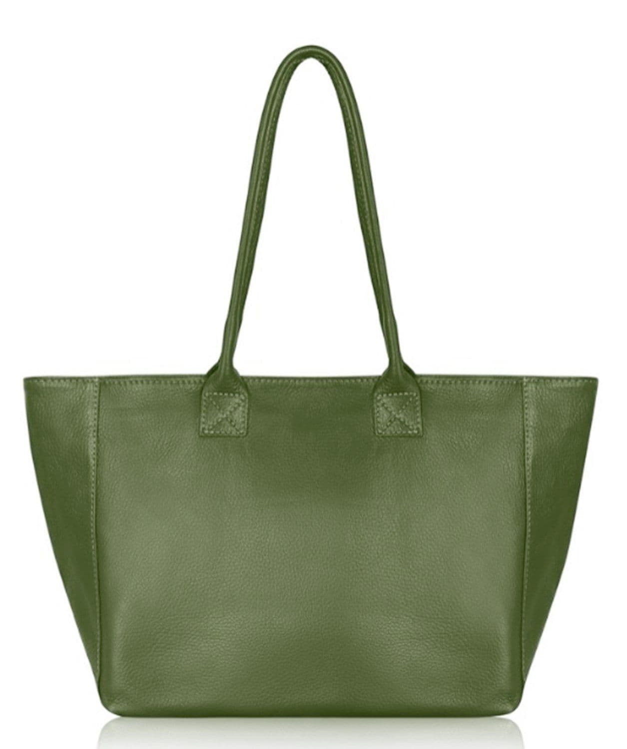 Large Wide Leather Tote Bag Overnight Shoulder Shopper Bag Handbag Italian Soft Pebbled Leather