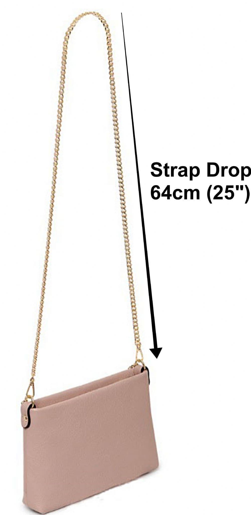 Leather Clutch Crossbody Shoulder Bag, 2 Gold Chain Straps 3 in 1 Ways To Wear (Brighter Colours)