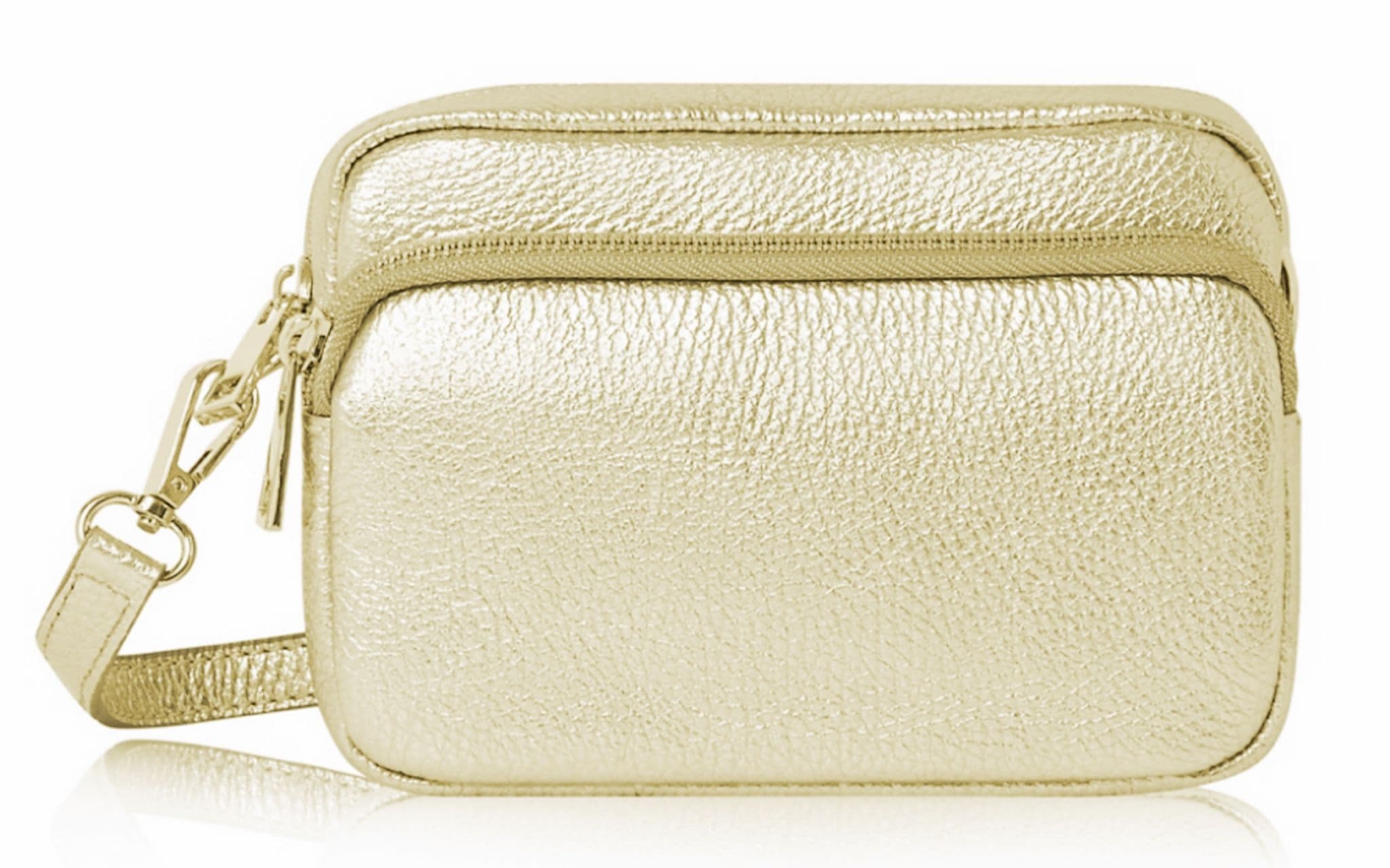 Leather Crossbody Bag Double Zipped & Compartments Shoulder Bag  Italian Leather Sm  Lighter Cols