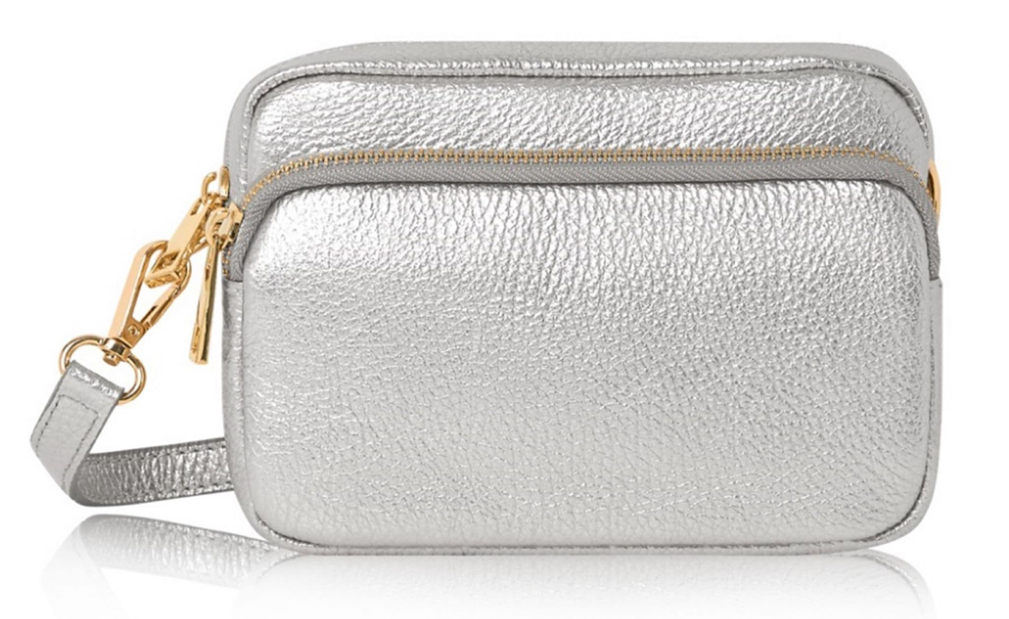 Leather Crossbody Bag Double Zipped & Compartments Shoulder Bag  Italian Leather Sm  Lighter Cols