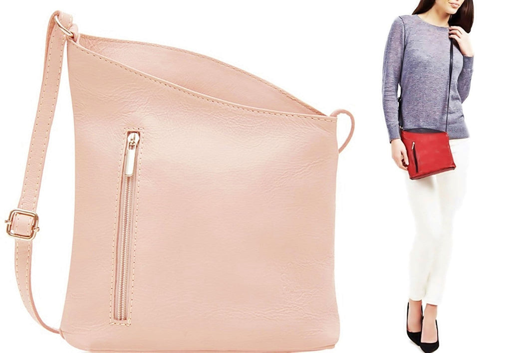 Leather Crossbody Bag Messenger Handbag Shoulder Bag  Vera Pelle Soft Italian Leather Small