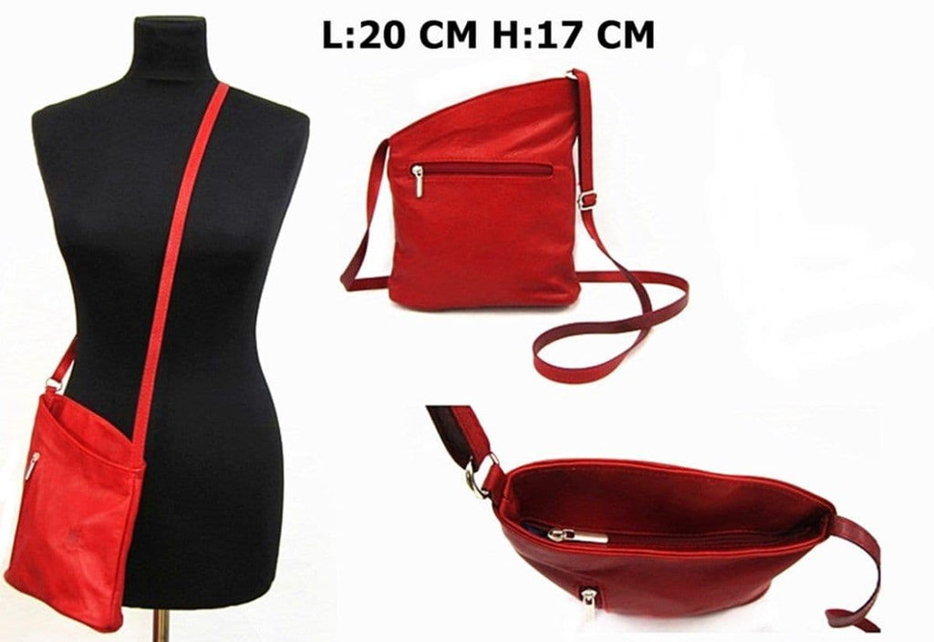 Leather Crossbody Bag Messenger Handbag Shoulder Bag  Vera Pelle Soft Italian Leather Small